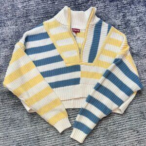Staud Hamptons Cropped Sweater XS ButterCup Seashore Stripe